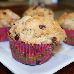 Chocolate Chip Muffins with Strawberries