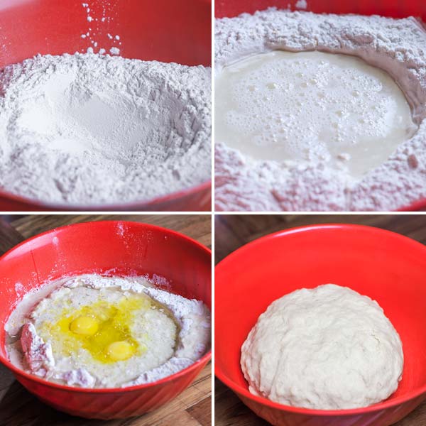 The four steps of making cheese pastries dough